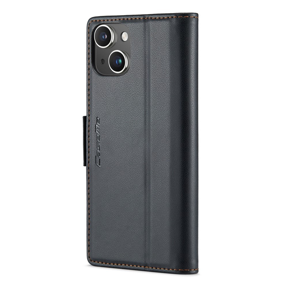 CASEME 023 Series til iPhone 13 mini 5.4 tommer RFID-blokerende lædercover Litchi tekstur Flip Stand Pung Telefoncover