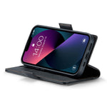 CASEME 023 Series til iPhone 13 mini 5.4 tommer RFID-blokerende lædercover Litchi tekstur Flip Stand Pung Telefoncover