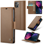 CASEME 023 Series til iPhone 13 mini 5.4 tommer RFID-blokerende lædercover Litchi tekstur Flip Stand Pung Telefoncover