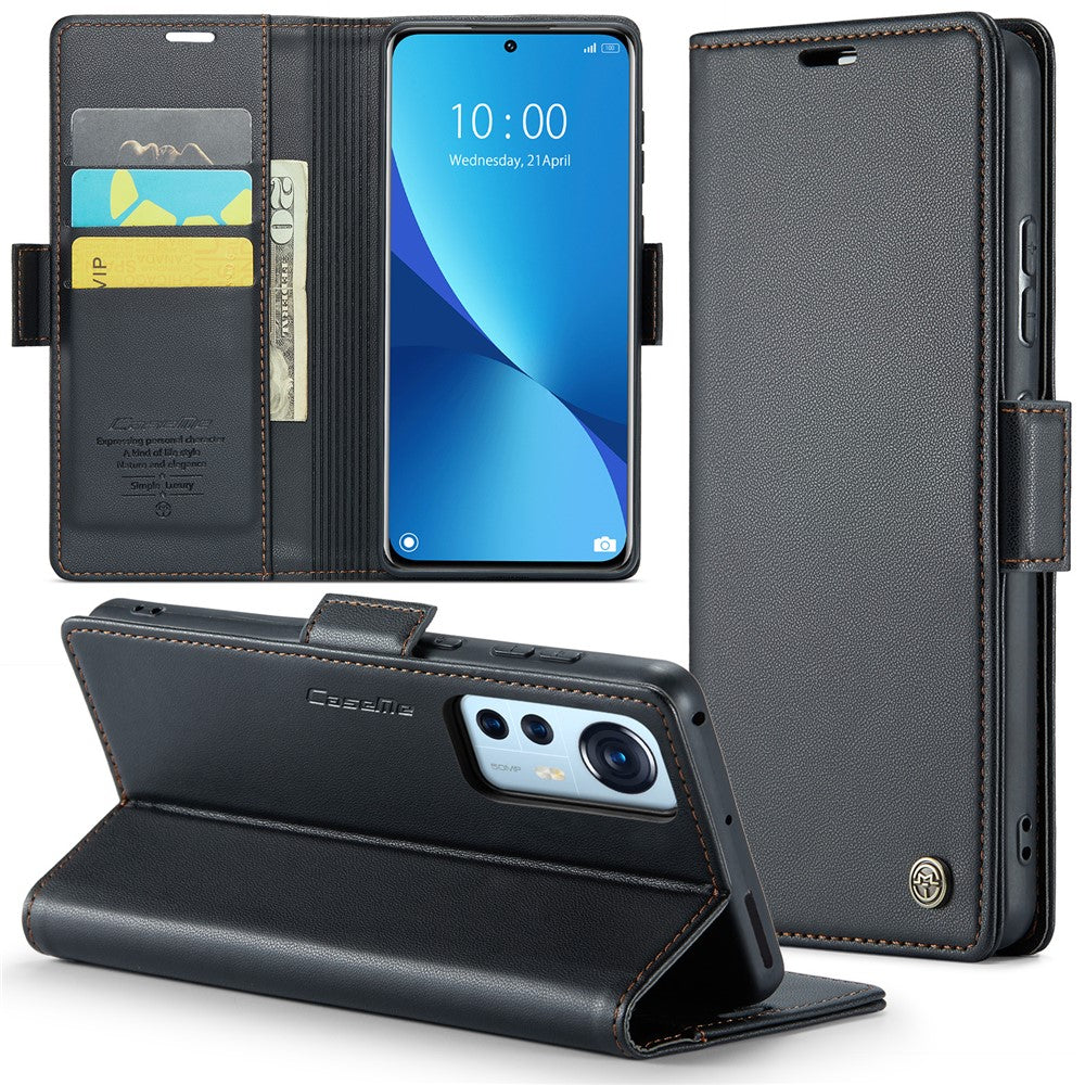 Xiaomi 12 5G / 12X 5G / 12S 5G Läderfodral CASEME 023 RFID-blockerande mobilskal med 3 kortplatser