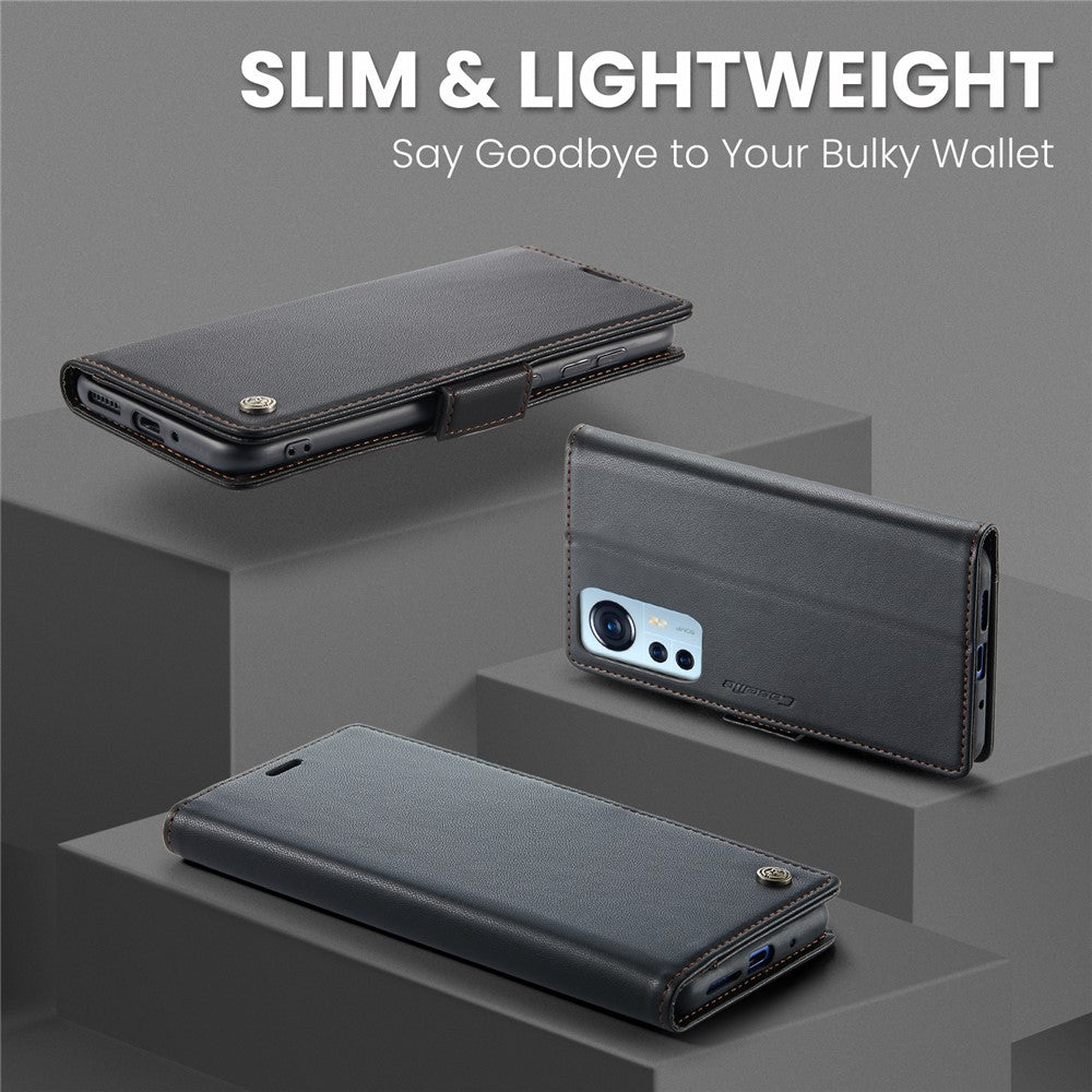 CASEME 023-læderetui til Xiaomi 12 5G / 12X 5G / 12S 5G, RFID-blokerende mobilcover med 3 kortpladser