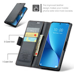 CASEME 023-læderetui til Xiaomi 12 5G / 12X 5G / 12S 5G, RFID-blokerende mobilcover med 3 kortpladser