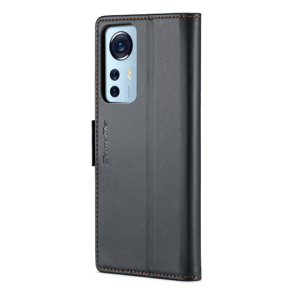 CASEME 023-læderetui til Xiaomi 12 5G / 12X 5G / 12S 5G, RFID-blokerende mobilcover med 3 kortpladser