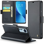 CASEME 023-læderetui til Xiaomi 12 5G / 12X 5G / 12S 5G, RFID-blokerende mobilcover med 3 kortpladser