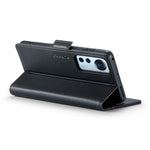 CASEME 023-læderetui til Xiaomi 12 5G / 12X 5G / 12S 5G, RFID-blokerende mobilcover med 3 kortpladser