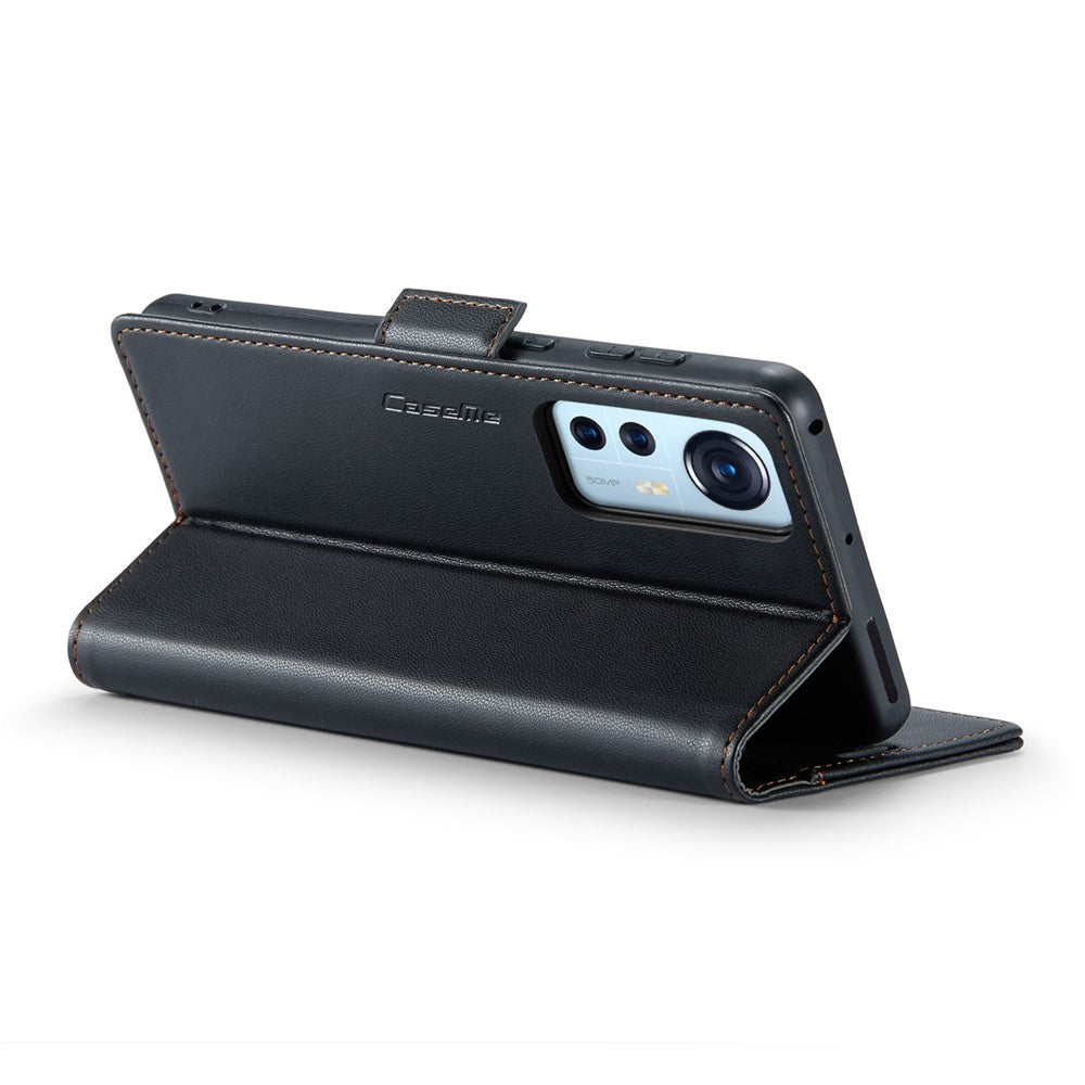 CASEME 023-læderetui til Xiaomi 12 5G / 12X 5G / 12S 5G, RFID-blokerende mobilcover med 3 kortpladser