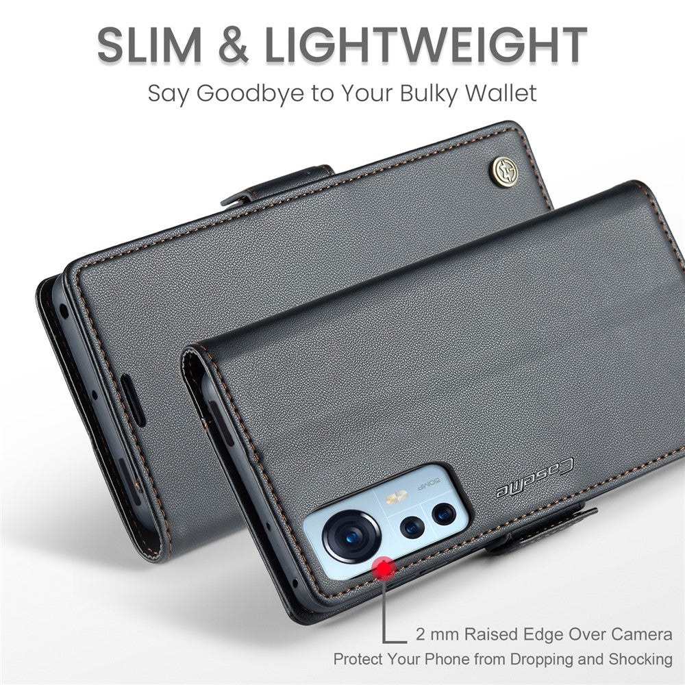 Xiaomi 12 5G / 12X 5G / 12S 5G Läderfodral CASEME 023 RFID-blockerande mobilskal med 3 kortplatser