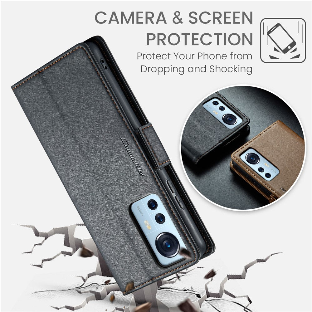 Xiaomi 12 5G / 12X 5G / 12S 5G Läderfodral CASEME 023 RFID-blockerande mobilskal med 3 kortplatser