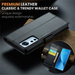 CASEME 023-læderetui til Xiaomi 12 5G / 12X 5G / 12S 5G, RFID-blokerende mobilcover med 3 kortpladser