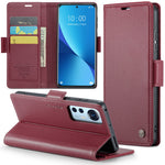 Xiaomi 12 5G / 12X 5G / 12S 5G Läderfodral CASEME 023 RFID-blockerande mobilskal med 3 kortplatser