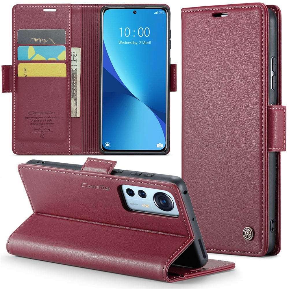 Xiaomi 12 5G / 12X 5G / 12S 5G Läderfodral CASEME 023 RFID-blockerande mobilskal med 3 kortplatser