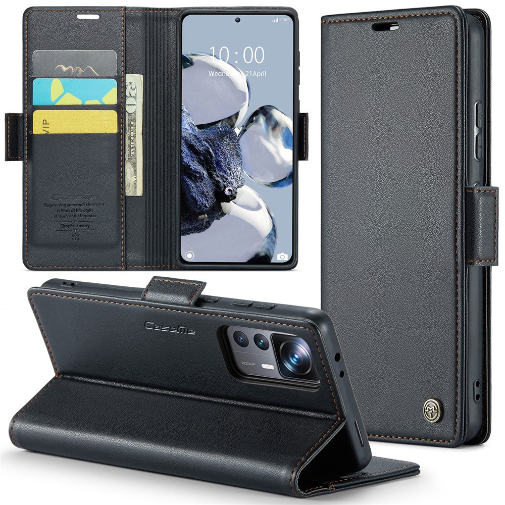 For Xiaomi 12T 5G / 12T Pro 5G / Redmi K50 Ultra Leather Case CASEME 023 RFID Blocking 3 Card Slot Mobile Cover