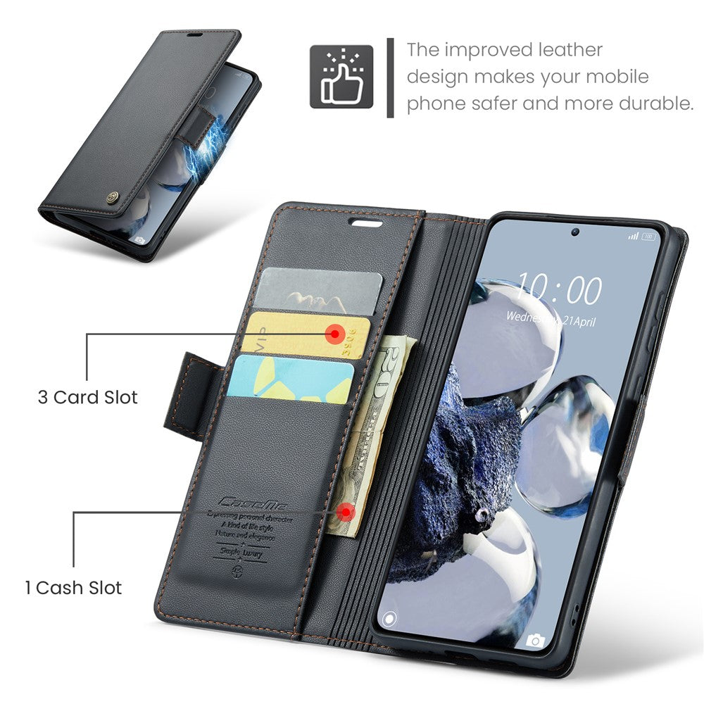 For Xiaomi 12T 5G / 12T Pro 5G / Redmi K50 Ultra Leather Case CASEME 023 RFID Blocking 3 Card Slot Mobile Cover
