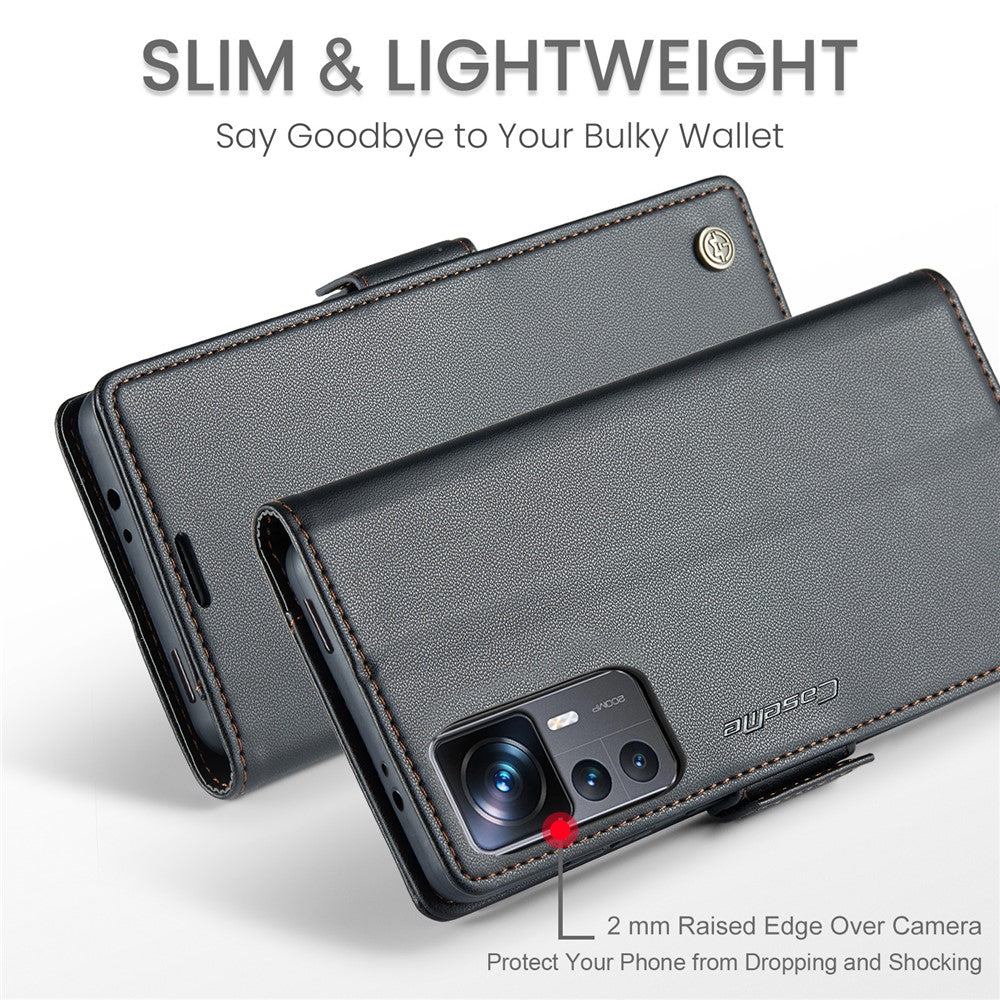 Xiaomi 12T 5G / 12T Pro 5G / Redmi K50 Ultra Läderfodral CASEME 023 RFID-blockerande mobilskal med 3 kortplatser