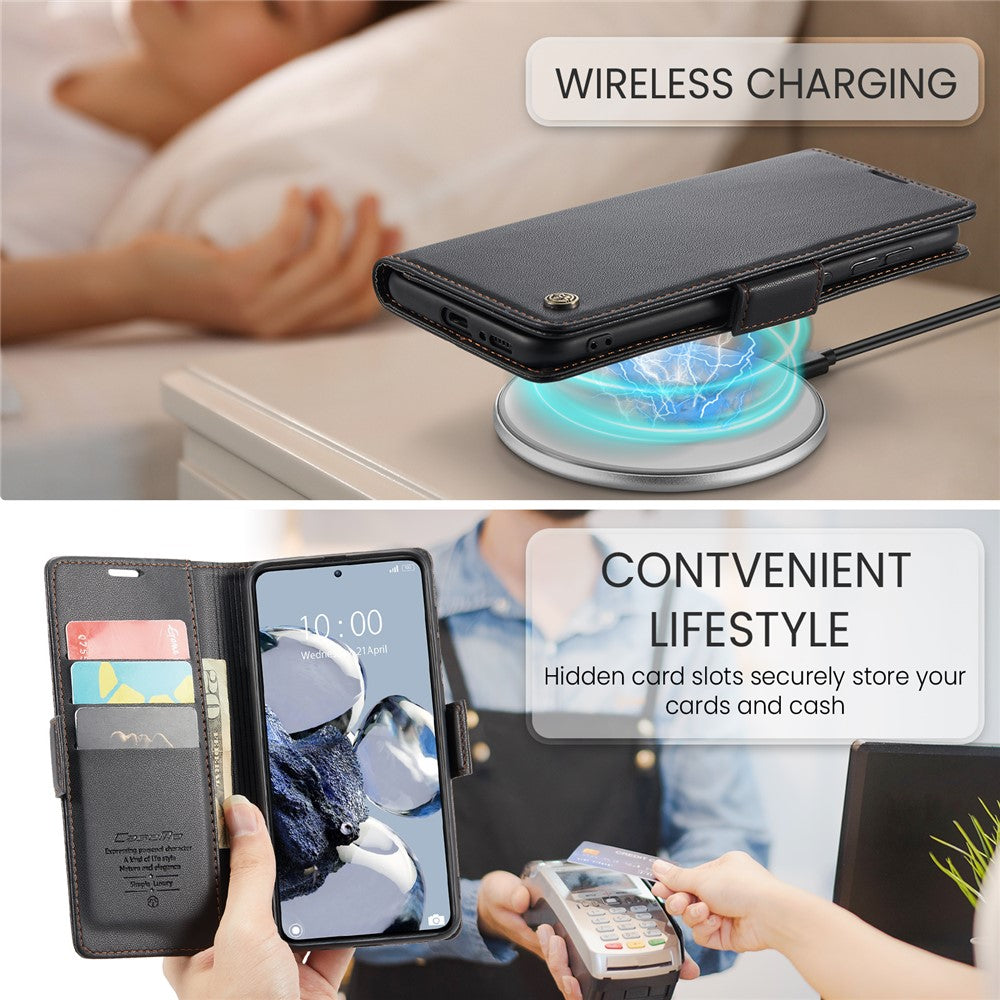 Xiaomi 12T 5G / 12T Pro 5G / Redmi K50 Ultra Läderfodral CASEME 023 RFID-blockerande mobilskal med 3 kortplatser