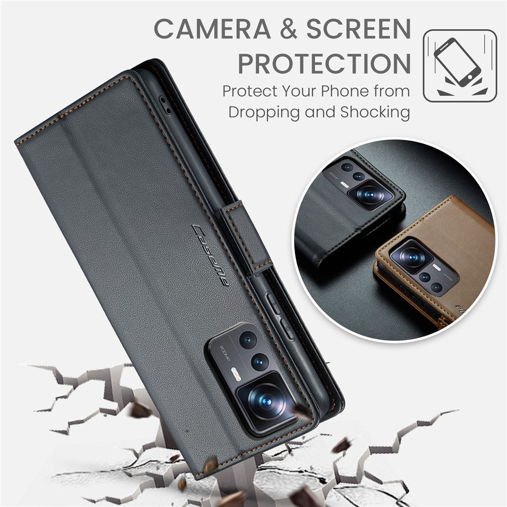 For Xiaomi 12T 5G / 12T Pro 5G / Redmi K50 Ultra Leather Case CASEME 023 RFID Blocking 3 Card Slot Mobile Cover