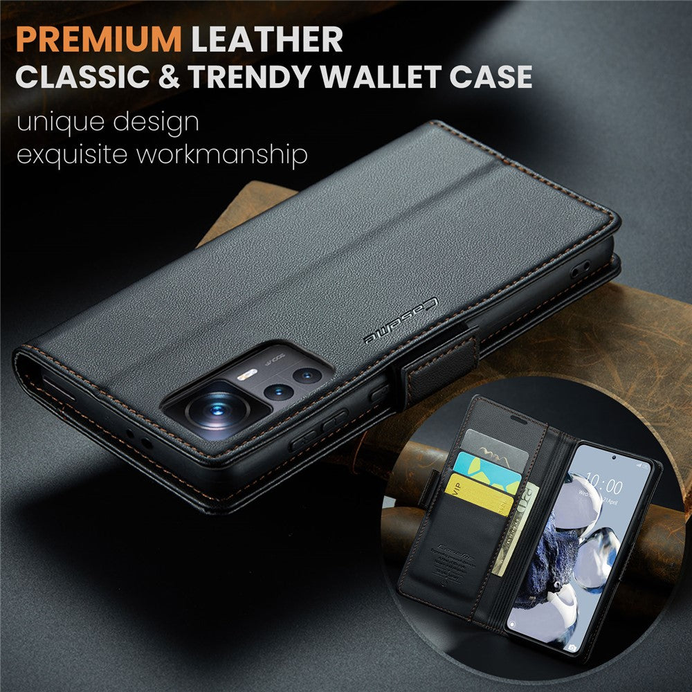 For Xiaomi 12T 5G / 12T Pro 5G / Redmi K50 Ultra Leather Case CASEME 023 RFID Blocking 3 Card Slot Mobile Cover