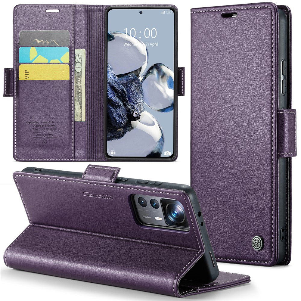 Xiaomi 12T 5G / 12T Pro 5G / Redmi K50 Ultra Läderfodral CASEME 023 RFID-blockerande mobilskal med 3 kortplatser