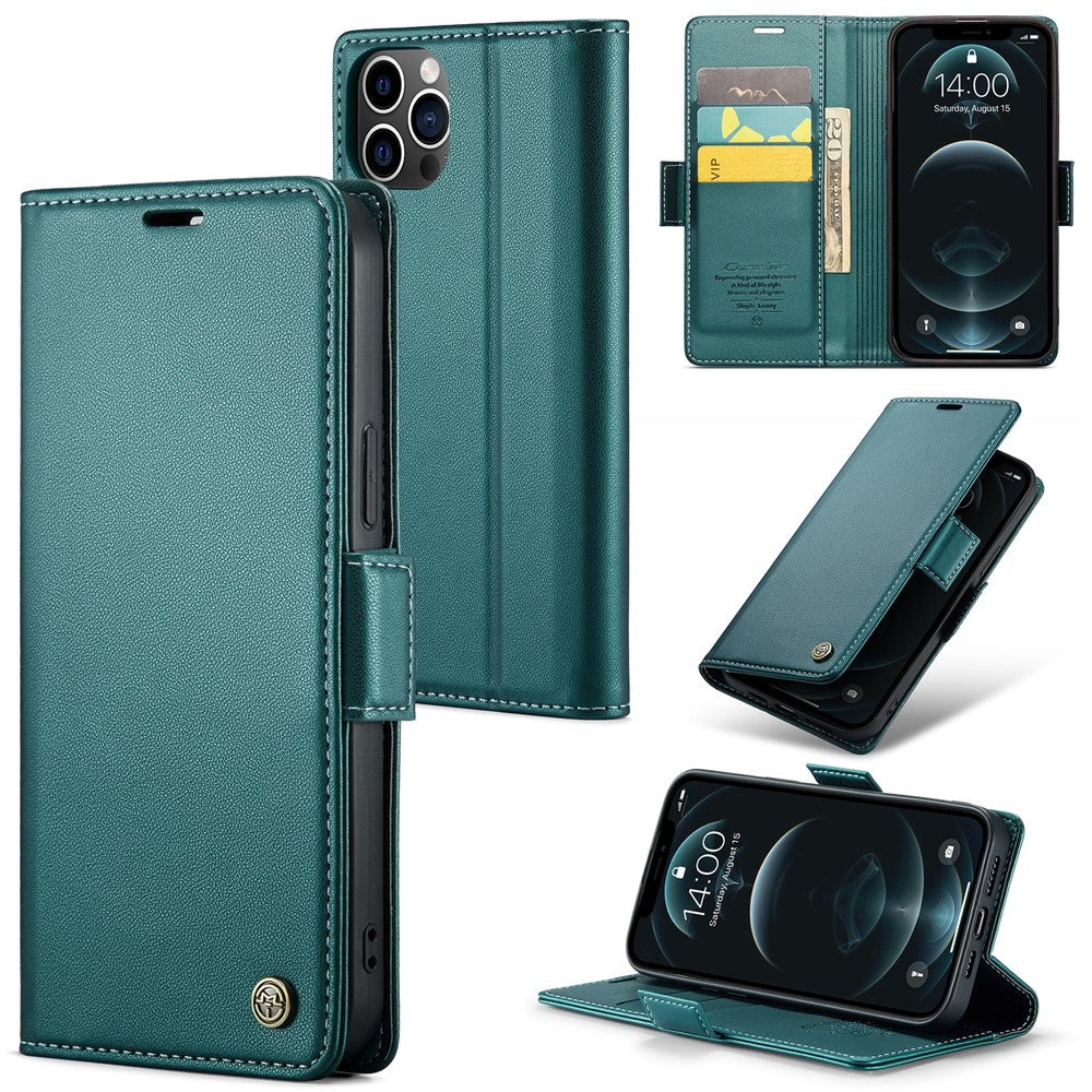 For iPhone 12 Pro Max Leather Case CASEME 023 RFID Blocking 3 Card Slot Mobile Cover