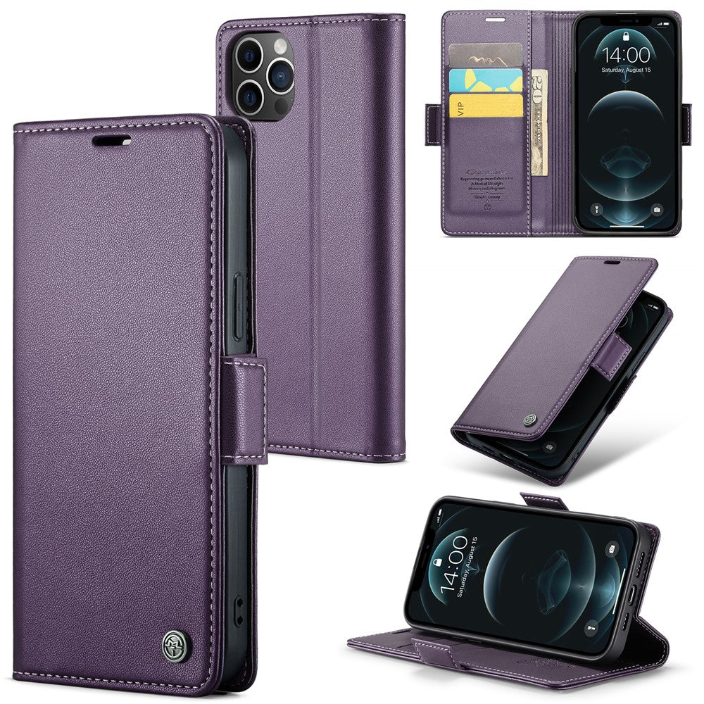 For iPhone 12 Pro Max Leather Case CASEME 023 RFID Blocking 3 Card Slot Mobile Cover