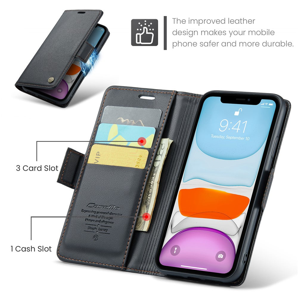 Til iPhone 11 lædercover CASEME 023 RFID-blokerende mobiltaske med 3 kortpladser