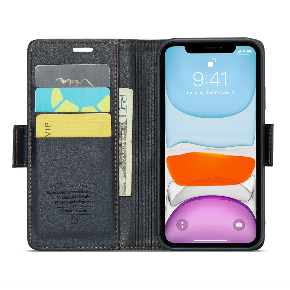 Til iPhone 11 lædercover CASEME 023 RFID-blokerende mobiltaske med 3 kortpladser