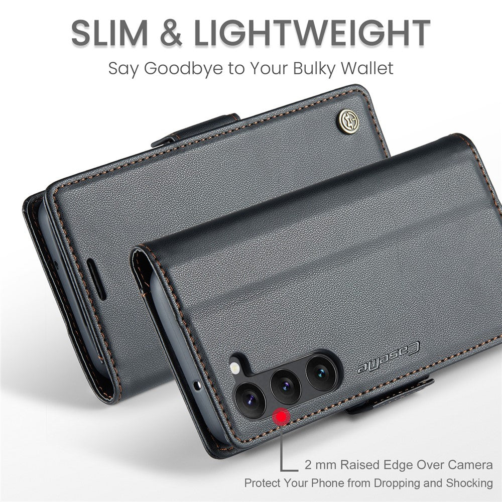 For Samsung Galaxy S23+ Leather Case CASEME 023 RFID Blocking 3 Card Slot Mobile Cover