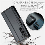For Samsung Galaxy S23+ Leather Case CASEME 023 RFID Blocking 3 Card Slot Mobile Cover