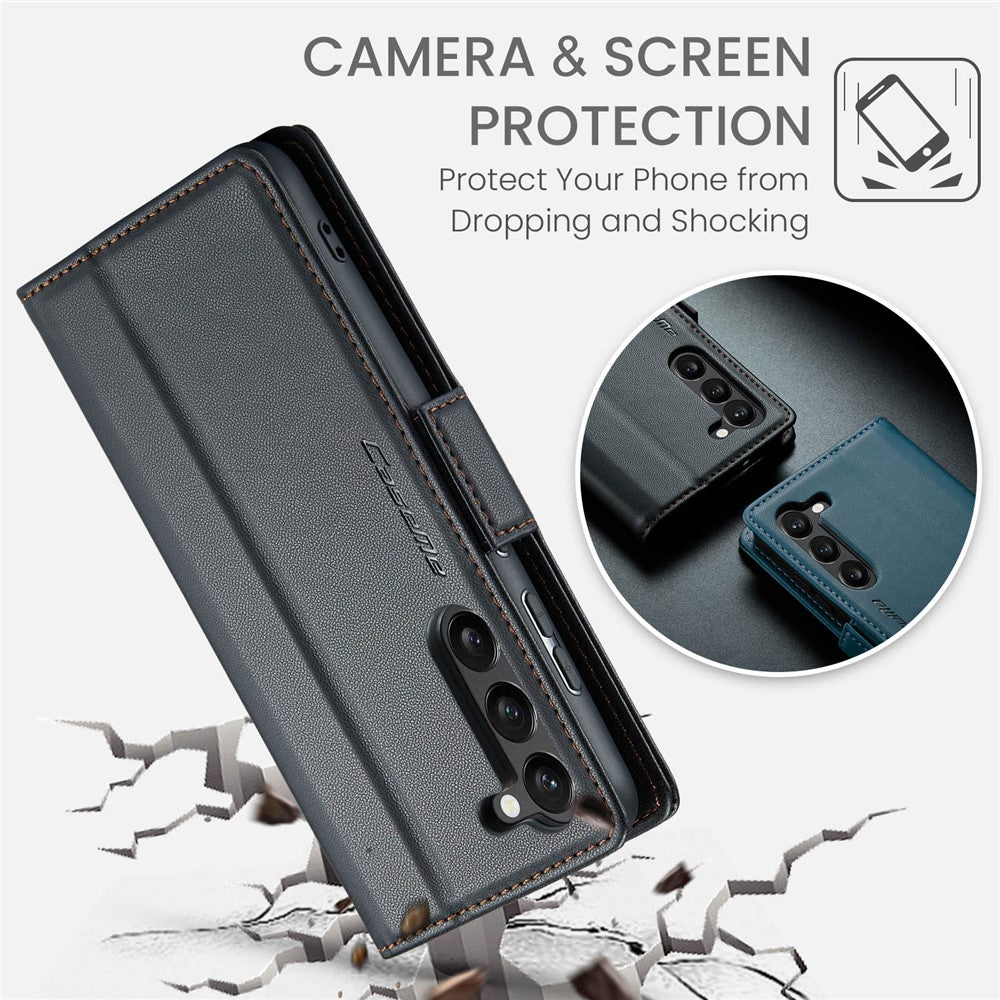 For Samsung Galaxy S23+ Leather Case CASEME 023 RFID Blocking 3 Card Slot Mobile Cover