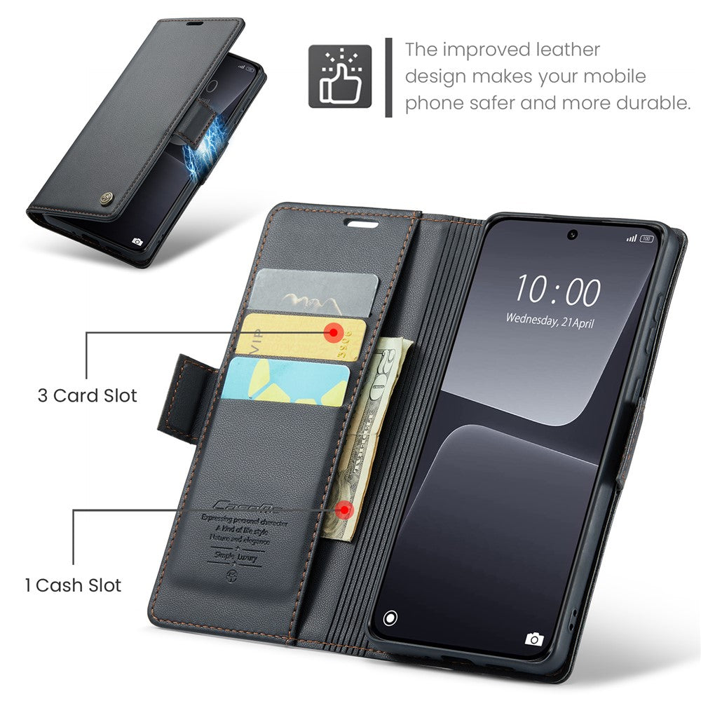 Läderfodral för Xiaomi 13 CASEME 023 RFID-blockerande mobilskal med 3 kortplatser