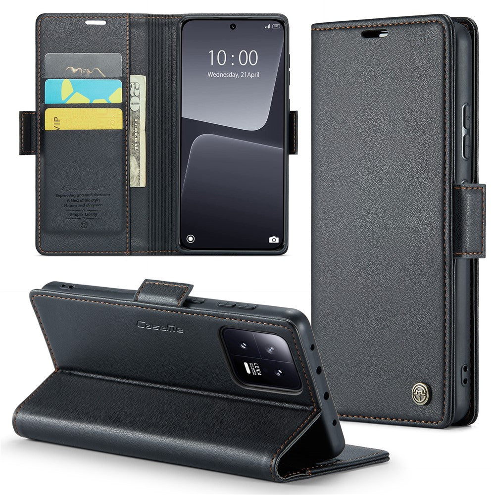 Läderfodral för Xiaomi 13 CASEME 023 RFID-blockerande mobilskal med 3 kortplatser