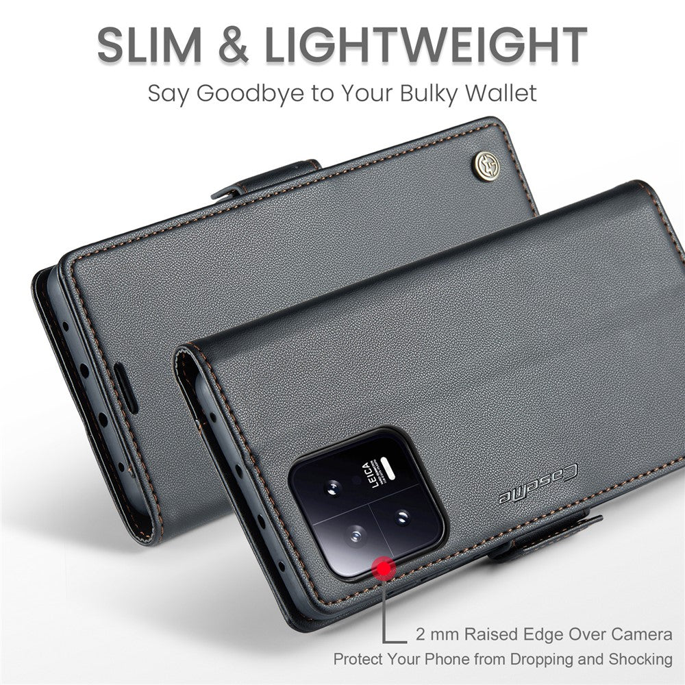For Xiaomi 13 Leather Case CASEME 023 RFID Blocking 3 Card Slot Mobile Cover