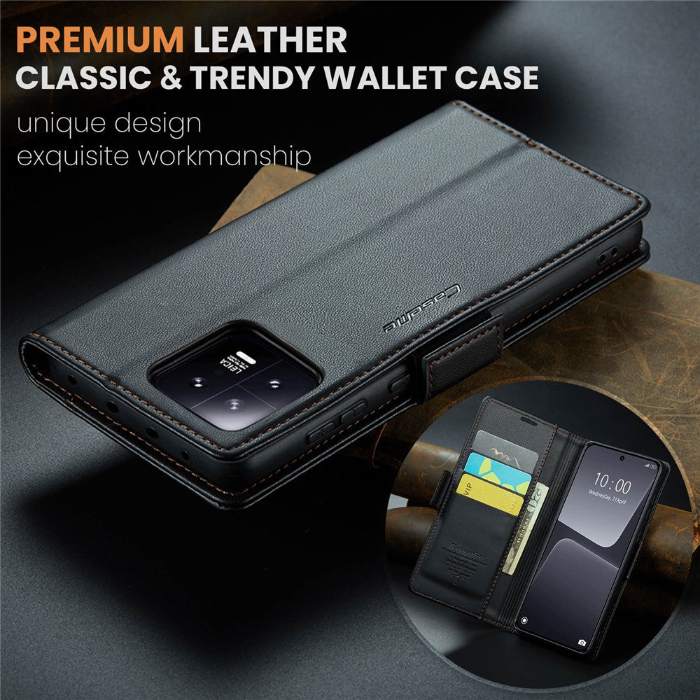 For Xiaomi 13 Leather Case CASEME 023 RFID Blocking 3 Card Slot Mobile Cover