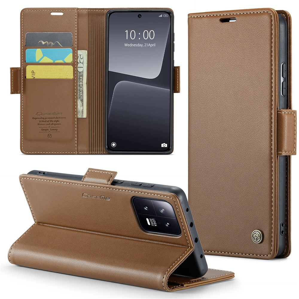 Läderfodral för Xiaomi 13 CASEME 023 RFID-blockerande mobilskal med 3 kortplatser