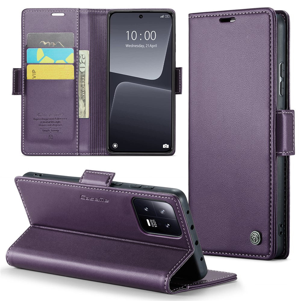 For Xiaomi 13 Leather Case CASEME 023 RFID Blocking 3 Card Slot Mobile Cover