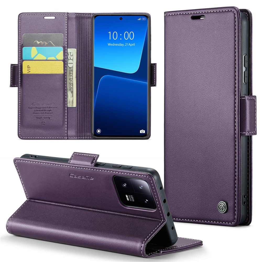 For Xiaomi 13 Pro 5G Leather Case CASEME 023 RFID Blocking 3 Card Slot Mobile Cover