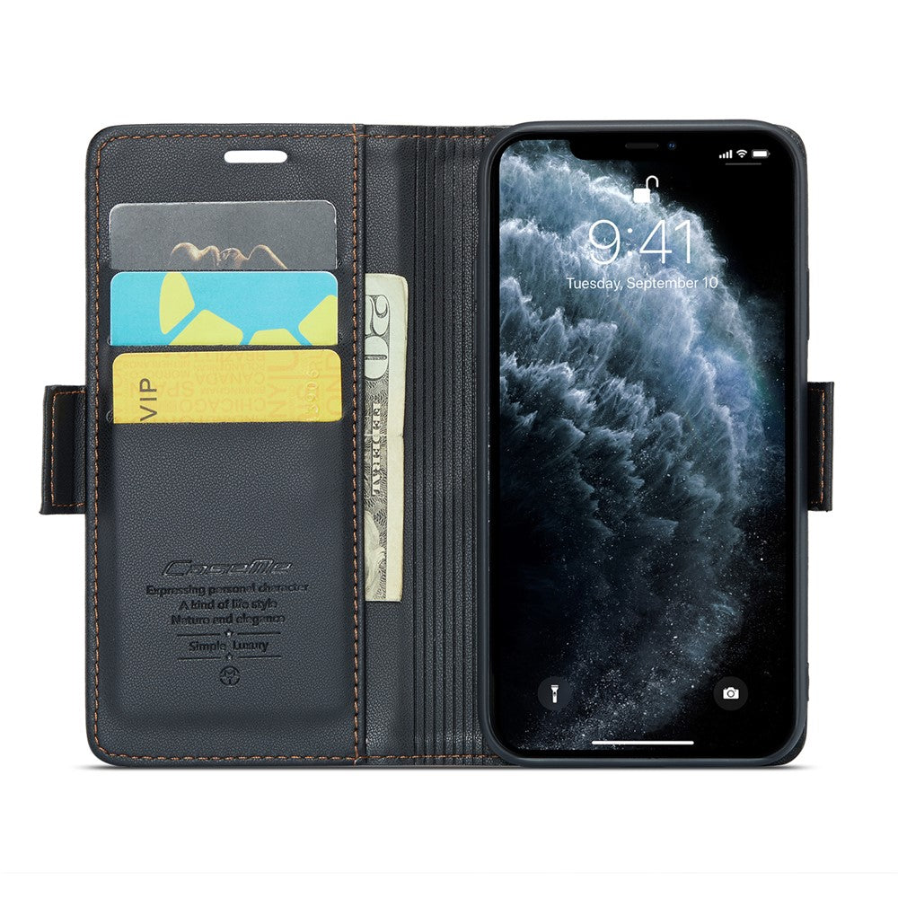 Til iPhone 11 Pro Max lædercover CASEME 023 med RFID-blokerende 3-korts slot mobilt cover