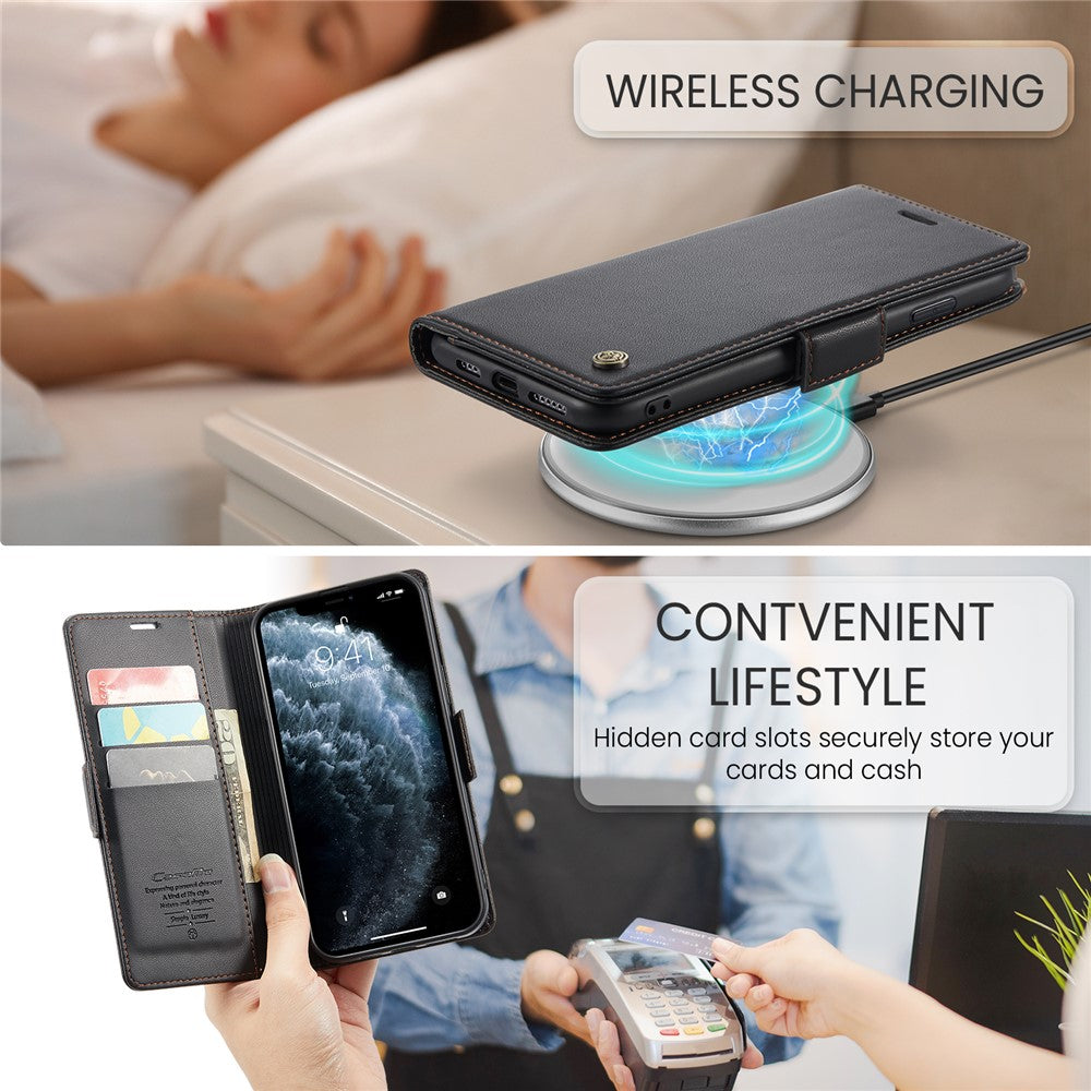 Til iPhone 11 Pro Max lædercover CASEME 023 med RFID-blokerende 3-korts slot mobilt cover