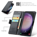 For Samsung Galaxy S23 Ultra Leather Case CASEME 023 RFID Blocking 3 Card Slot Mobile Cover