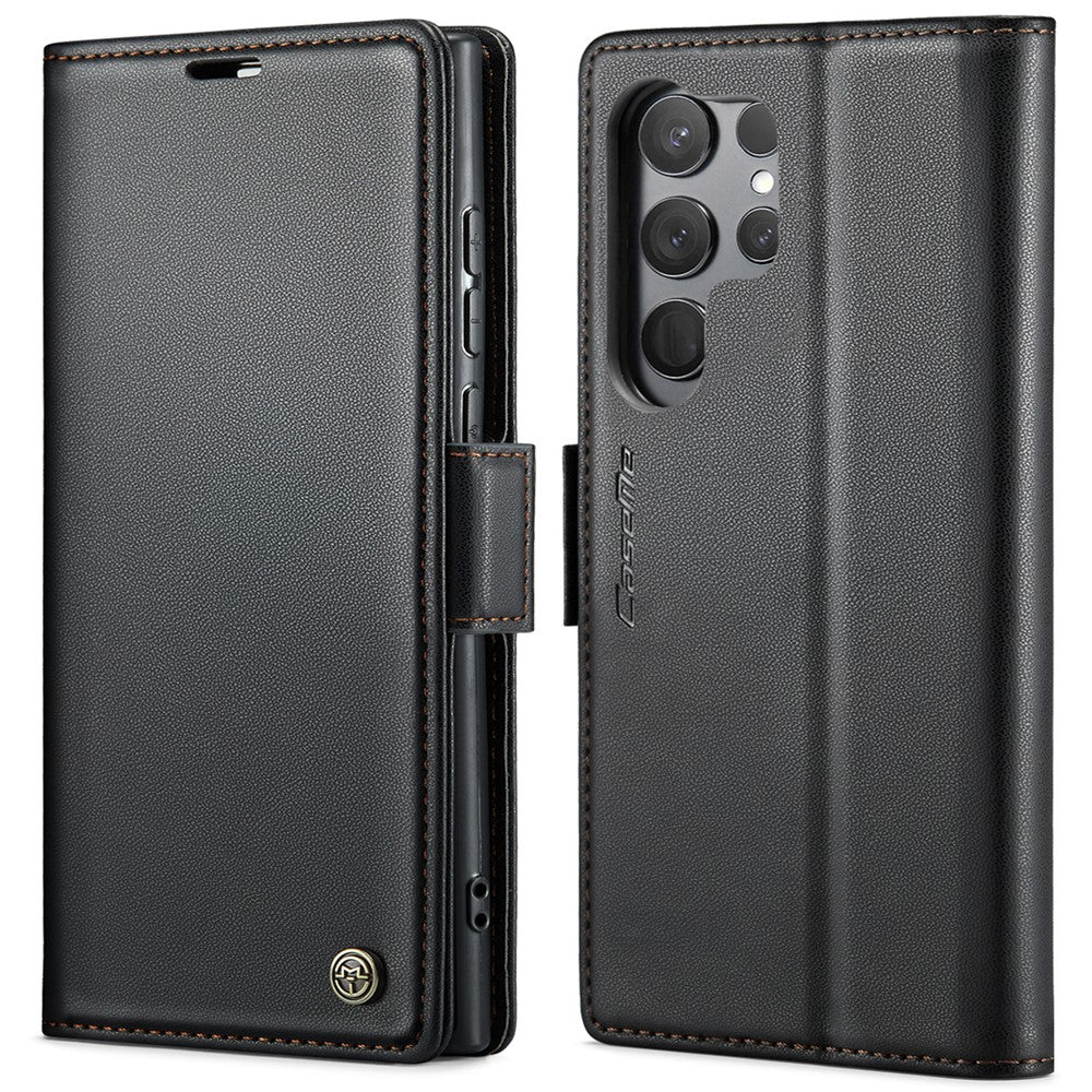 For Samsung Galaxy S23 Ultra Leather Case CASEME 023 RFID Blocking 3 Card Slot Mobile Cover