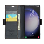For Samsung Galaxy S23 Ultra Leather Case CASEME 023 RFID Blocking 3 Card Slot Mobile Cover