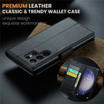 For Samsung Galaxy S23 Ultra Leather Case CASEME 023 RFID Blocking 3 Card Slot Mobile Cover