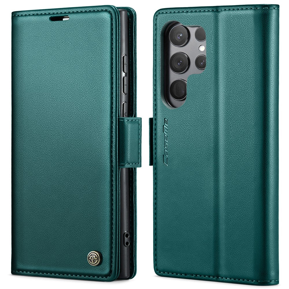 For Samsung Galaxy S23 Ultra Leather Case CASEME 023 RFID Blocking 3 Card Slot Mobile Cover