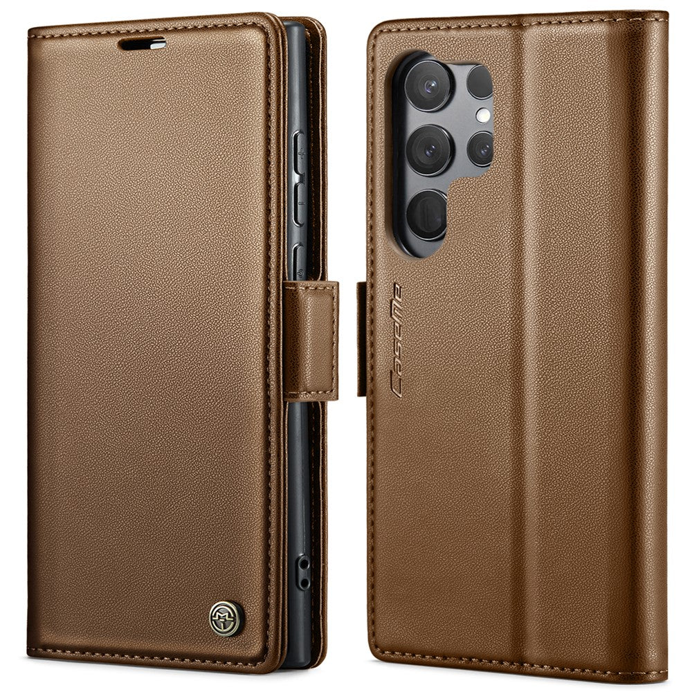 For Samsung Galaxy S23 Ultra Leather Case CASEME 023 RFID Blocking 3 Card Slot Mobile Cover