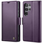 For Samsung Galaxy S23 Ultra Leather Case CASEME 023 RFID Blocking 3 Card Slot Mobile Cover