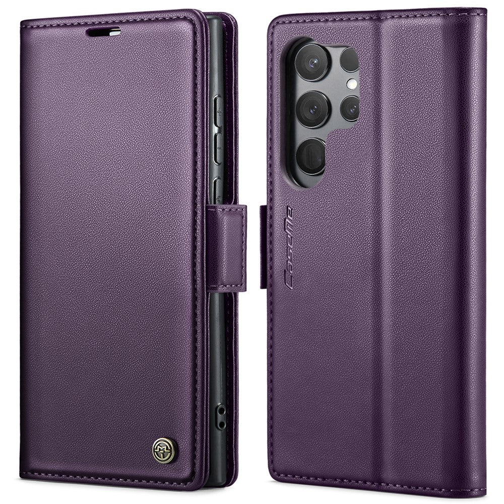 For Samsung Galaxy S23 Ultra Leather Case CASEME 023 RFID Blocking 3 Card Slot Mobile Cover
