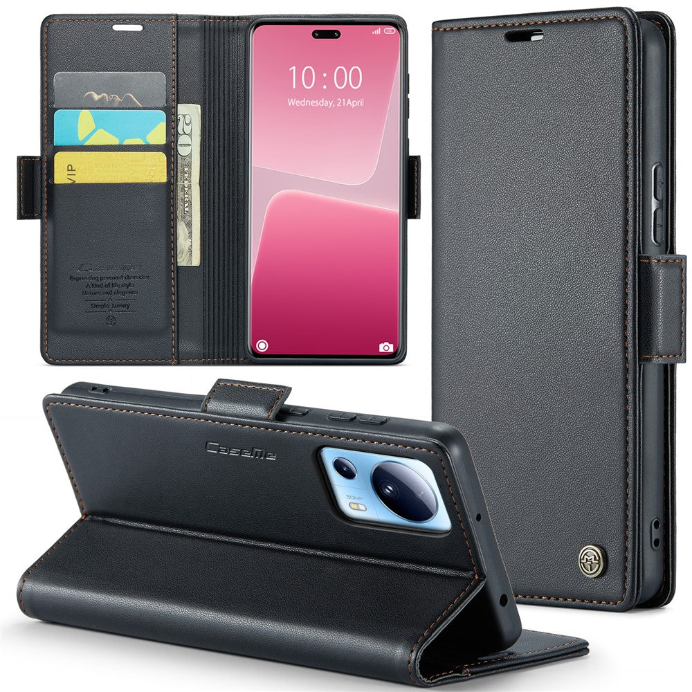 Xiaomi 13 Lite / Civi 2 5G Läderfodral CASEME 023 RFID-blockerande mobilskal med 3 kortplatser