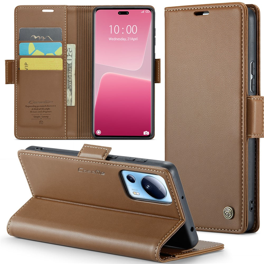 Xiaomi 13 Lite / Civi 2 5G Läderfodral CASEME 023 RFID-blockerande mobilskal med 3 kortplatser