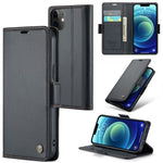 CASEME 023-serien standerpungcover til iPhone 12 mini, RFID-blokerende lædercover med litchi-tekstur