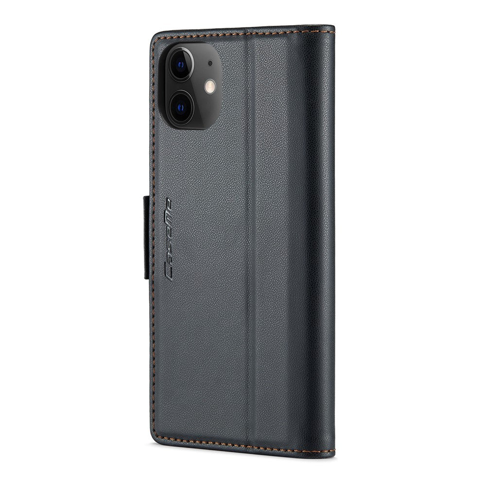 CASEME 023-serien standerpungcover til iPhone 12 mini, RFID-blokerende lædercover med litchi-tekstur